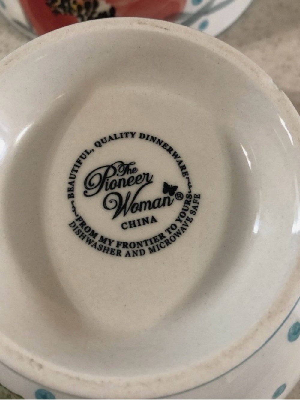 Pioneer Woman Polka Dot Stoneware Bowls set of 2 - Picture 5 of 8